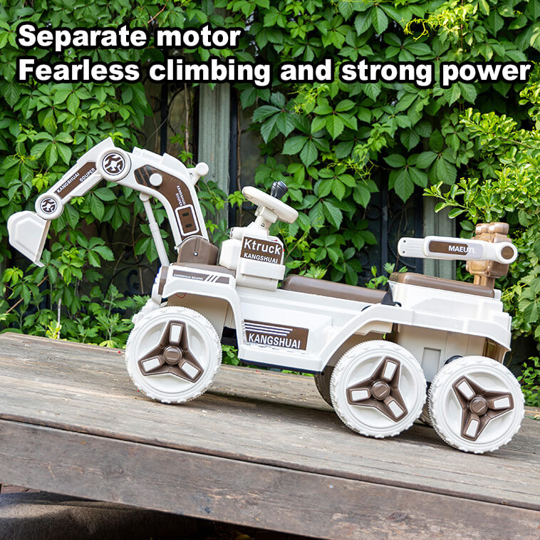 12V Kids Electric Excavator Four Drive Ride on Car Two Seats Excavator with Music Light