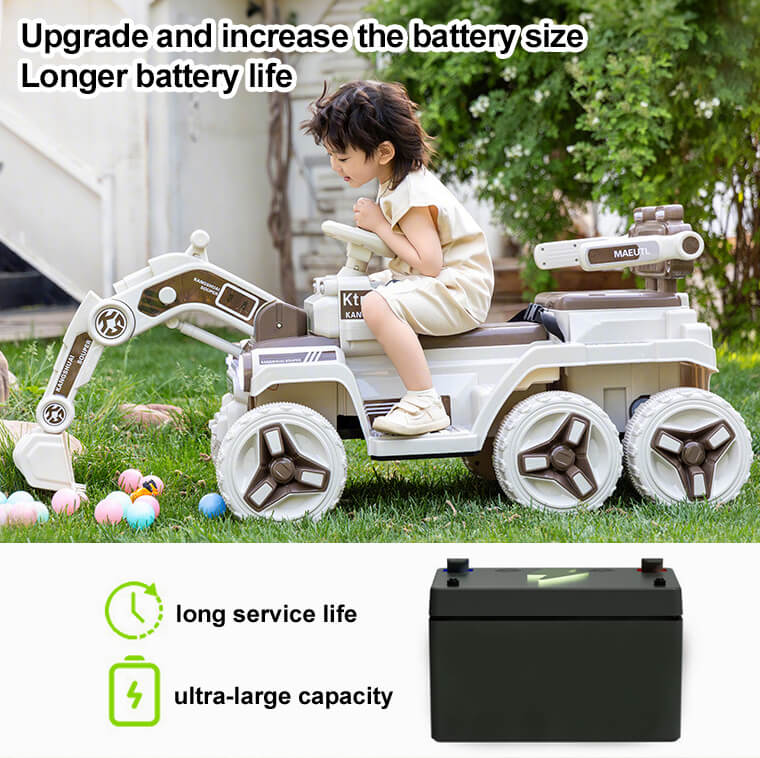 12V Kids Electric Excavator Four Drive Ride on Car Two Seats Excavator with Music Light