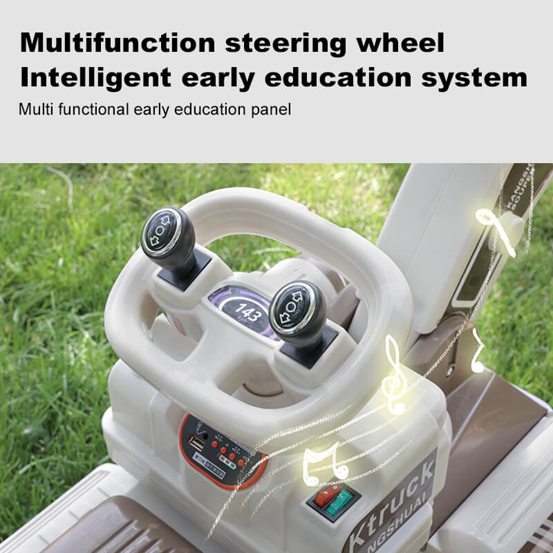 12V Kids Electric Excavator Four Drive Ride on Car Two Seats Excavator with Music Light