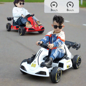 12V Kids Electric Go Kart with Remote Dual Drive Drift Car Ride on Cars with Adjustable Body For Boys Girls