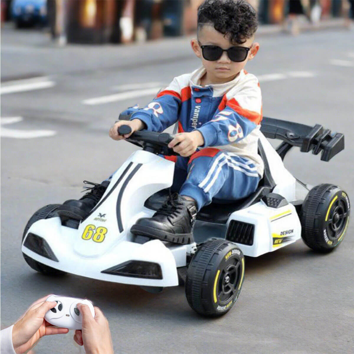 12V Kids Electric Go Kart with Remote Dual Drive Drift Car Ride on Cars with Adjustable Body For Boys Girls