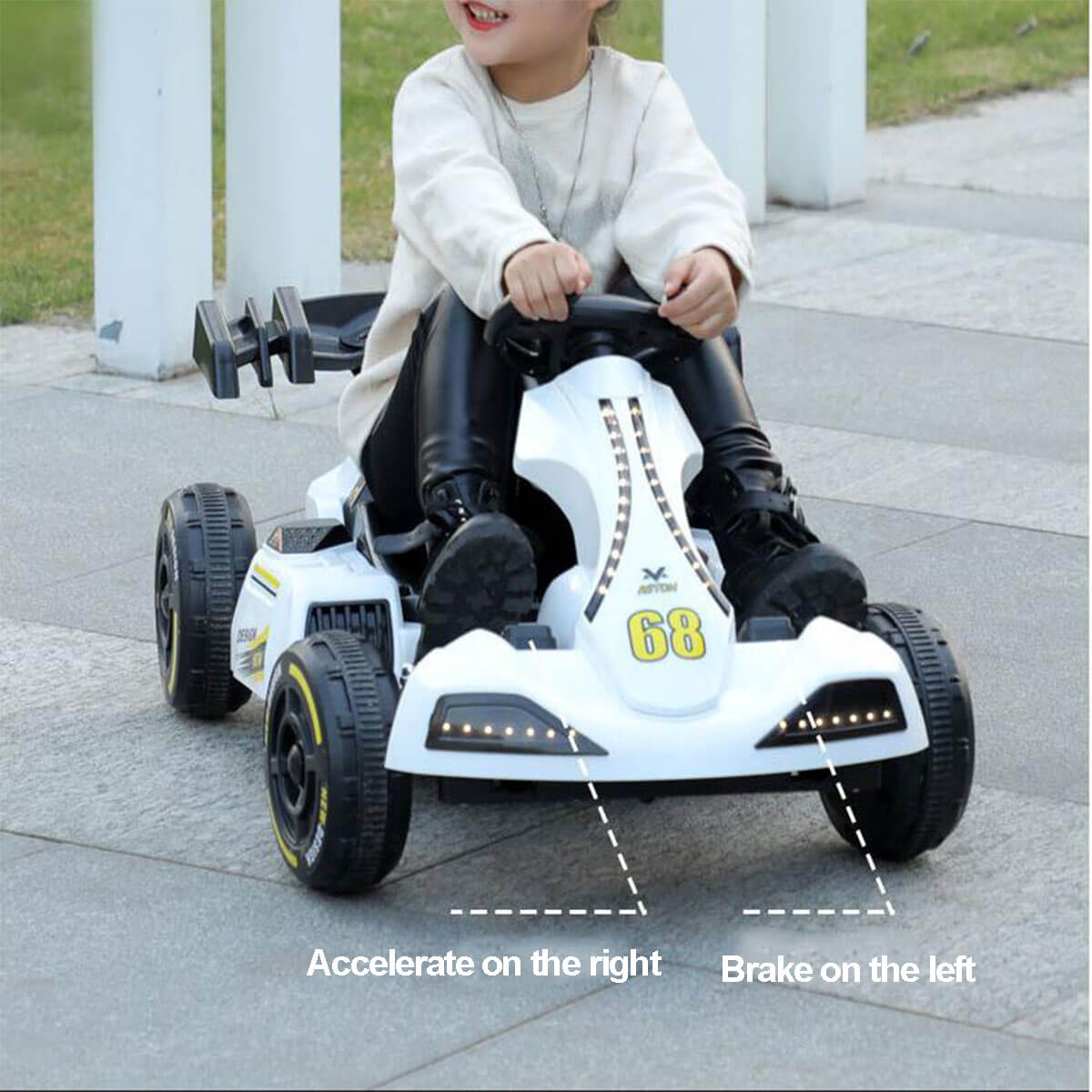 12V Kids Electric Go Kart with Remote Dual Drive Drift Car Ride on Cars with Adjustable Body For Boys Girls