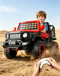 12V Kids Ride On Car with Parental Remote 4WD Off-Road Truck 2-Seater Car with LED Lights and Music