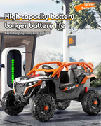 12V Kids Ride On Car with Remote Battery Powered Off-Road UTV with Safety Guardrail for Aged 18 Months-7 Years
