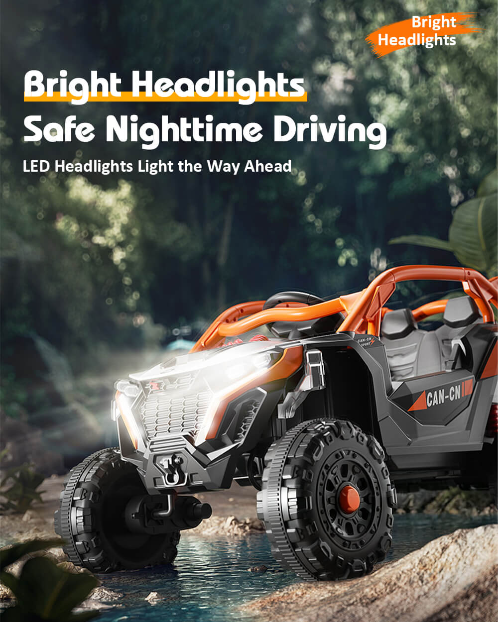 12V Kids Ride On Car with Remote Battery Powered Off-Road UTV with Safety Guardrail for Aged 18 Months-7 Years