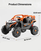 12V Kids Ride On Car with Remote Battery Powered Off-Road UTV with Safety Guardrail for Aged 18 Months-7 Years