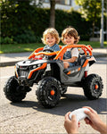 12V Kids Ride On Car with Remote Battery Powered Off-Road UTV with Safety Guardrail for Aged 18 Months-7 Years