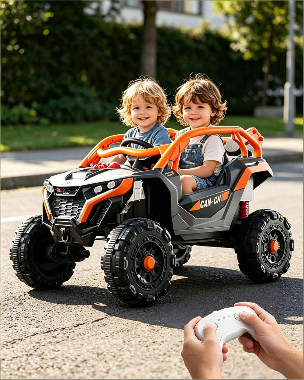 12V Kids Ride On Car with Remote Battery Powered Off-Road UTV with Safety Guardrail for Aged 18 Months-7 Years