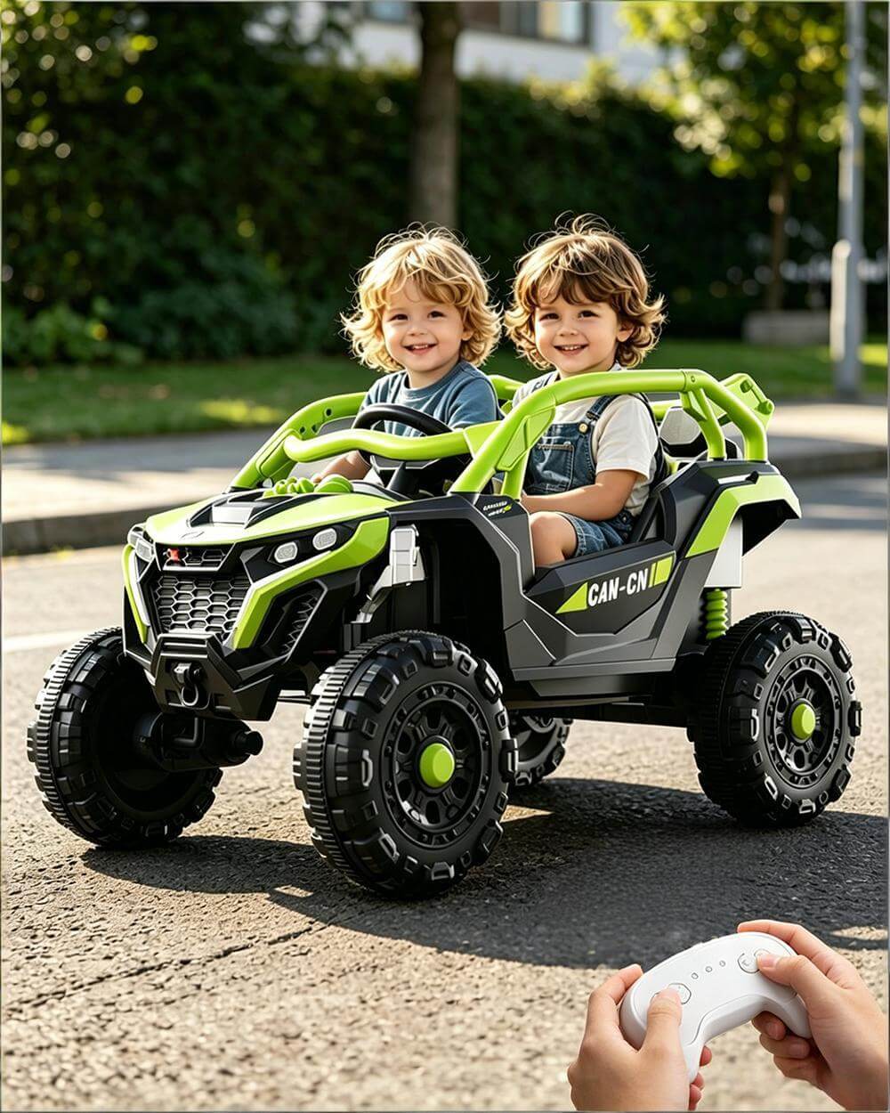12V Kids Ride On Car with Remote Battery Powered Off-Road UTV with Safety Guardrail for Aged 18 Months-7 Years