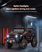 12V Kids Ride On Car with Remote Control 4WD Electric Off-Road Truck with Headlights and Bluetooth Music