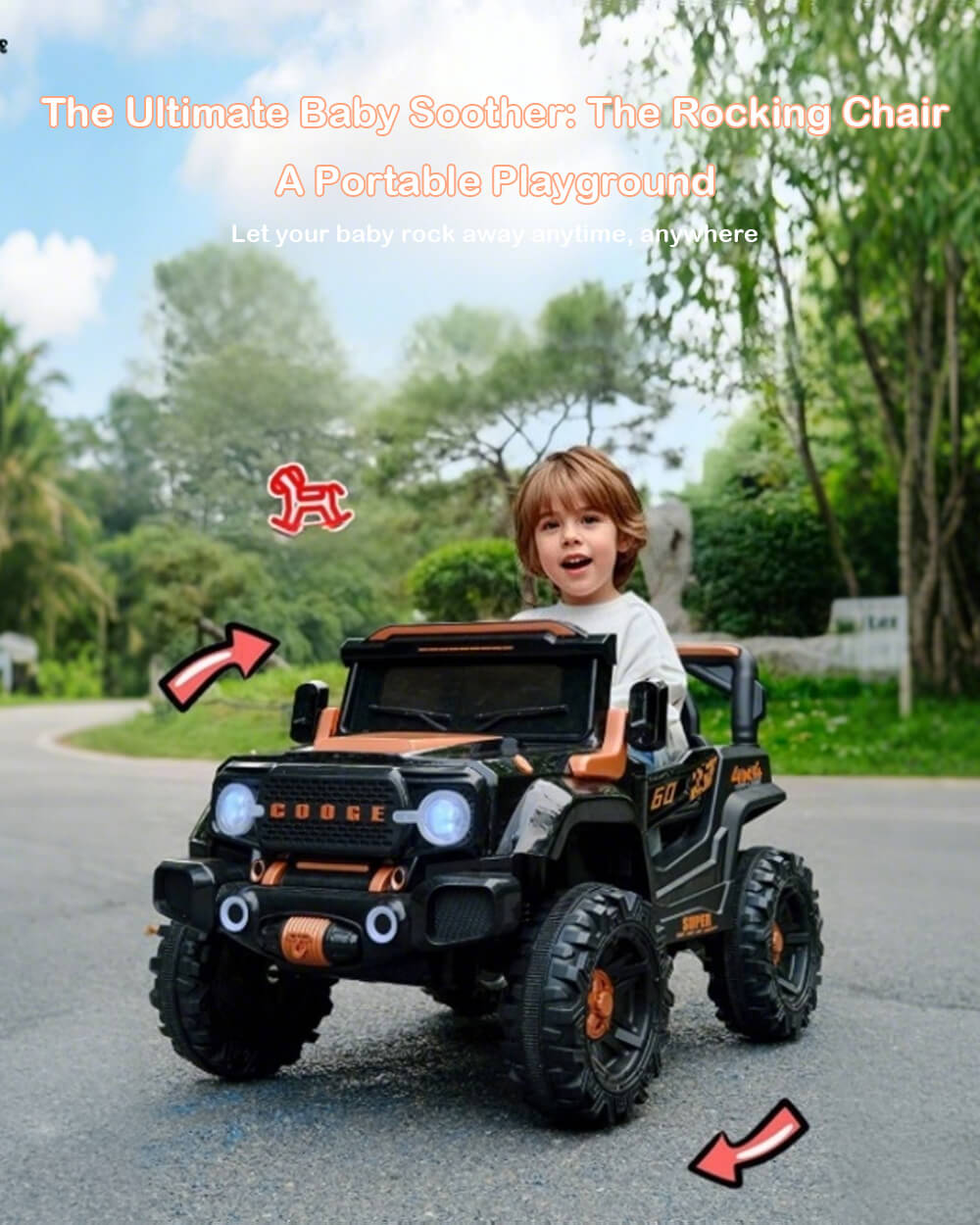 12V Kids Ride On Car with Remote Control 4WD Electric Off-Road Truck with Headlights and Bluetooth Music