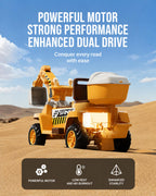 12V Kids Ride-On Excavator 2-Seater Electric Construction Car with Electric Digging Arm and Smooth Start