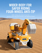 12V Kids Ride-On Excavator 2-Seater Electric Construction Car with Electric Digging Arm and Smooth Start