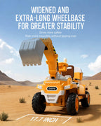 12V Kids Ride-On Excavator 2-Seater Electric Construction Car with Electric Digging Arm and Smooth Start