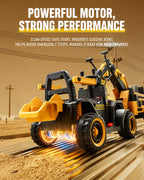 12V Kids Ride-On Excavator Battery Powered Electric Construction Car with Dual Control Digging Arm