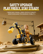 12V Kids Ride-On Excavator Battery Powered Electric Construction Car with Dual Control Digging Arm