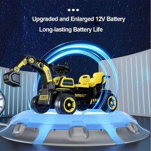 Kids Ride On Car Two Seats 12V Electric Excavator Dual Drive Ride On Excavator With Music Light