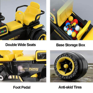 Kids Ride On Car Two Seats 12V Electric Excavator Dual Drive Ride On Excavator With Music Light