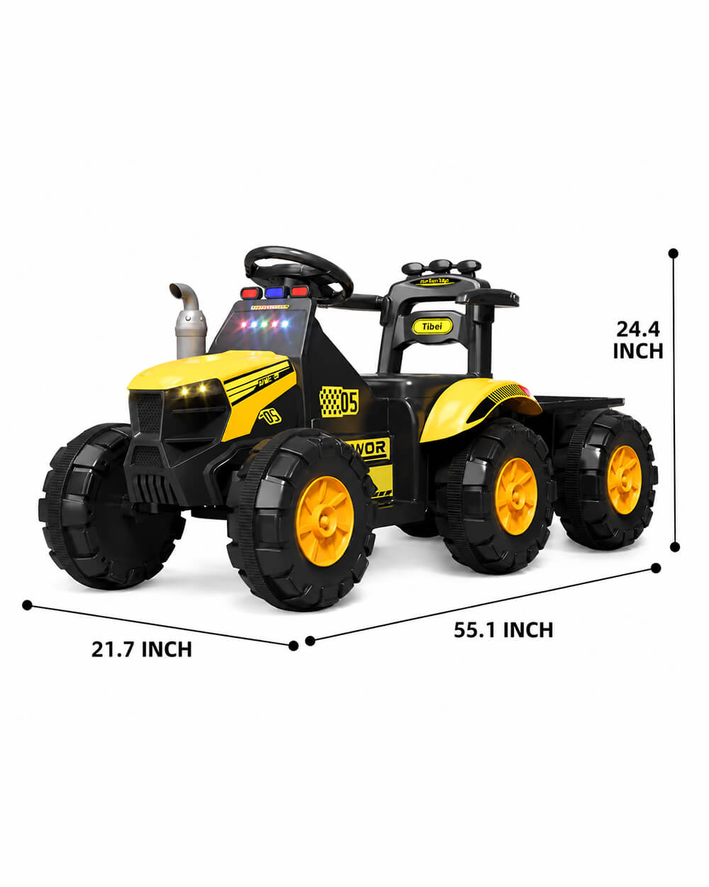 12V Kids Ride-on Tractor with Detachable Trailer Electric Ride on Car with Lights & Music