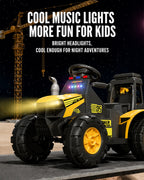 12V Kids Ride-on Tractor with Detachable Trailer Electric Ride on Car with Lights & Music