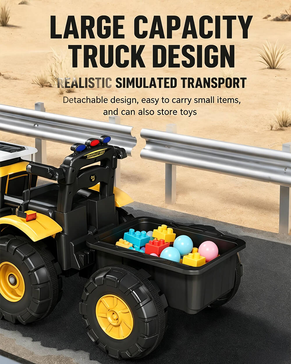 12V Kids Ride-on Tractor with Detachable Trailer Electric Ride on Car with Lights & Music