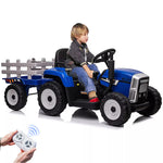 12V Kids Ride-On Tractor with Trailer & Remote Control Battery Powered Electric Car Toy with LED Lights, Horn, and Real Tractor Sounds