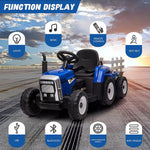 12V Kids Ride-On Tractor with Trailer & Remote Control Battery Powered Electric Car Toy with LED Lights, Horn, and Real Tractor Sounds