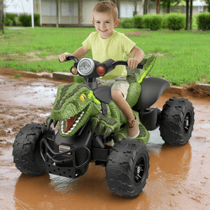 12V Kids Ride on Dinosaur Car Parent-controlled Electric Ride-on ATV Green Dino Toy