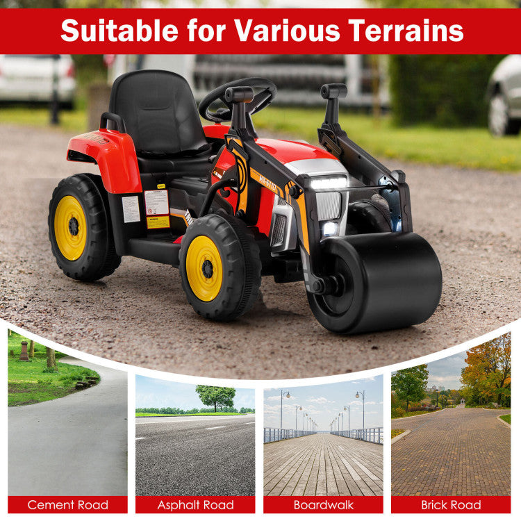 12V Ride On Road Roller Kids Electric Ride on Car with Manual and Parental Remote Control