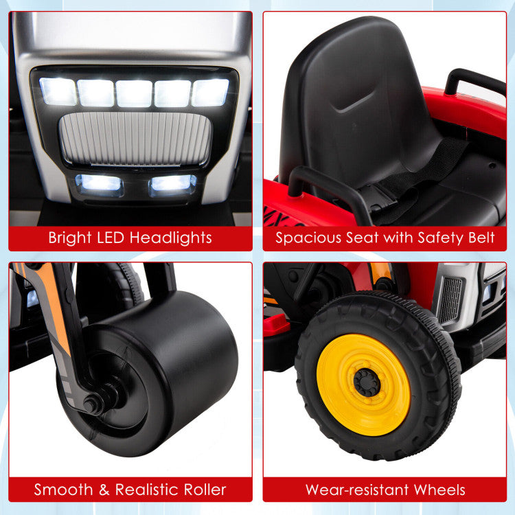 12V Ride On Road Roller Kids Electric Ride on Car with Manual and Parental Remote Control