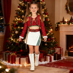 Xmas Pop Star Dress Festive Sequin Costume Tassel Crop Top Skirt Party Set
