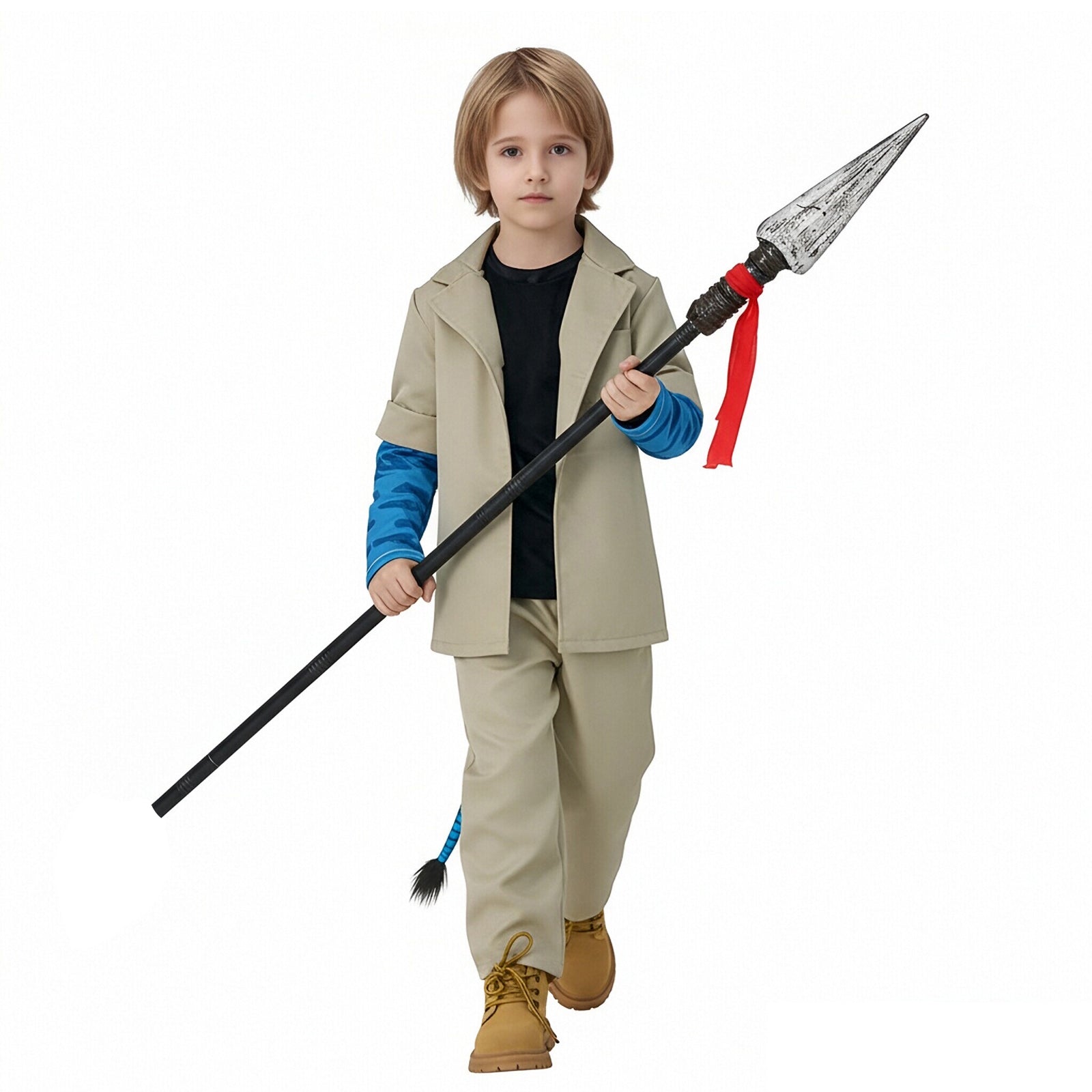 Kids Jake Sully Costume Halloween Cosplay Outfit Top Pants Tail and Shirt 4pcs Suit