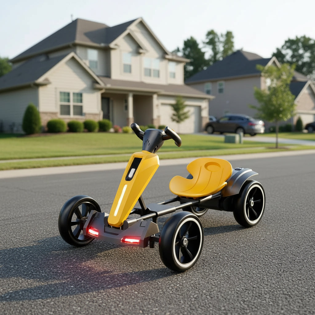 Go Ride Electric 12V Electric Kids Pedal Go Kart Ride on Toy Folder Go Kart with Adjust ...
