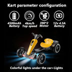 12V Electric Go Kart Kids Foldable Go Kart with Adjustable Seat Dual Motor Ride on Toy