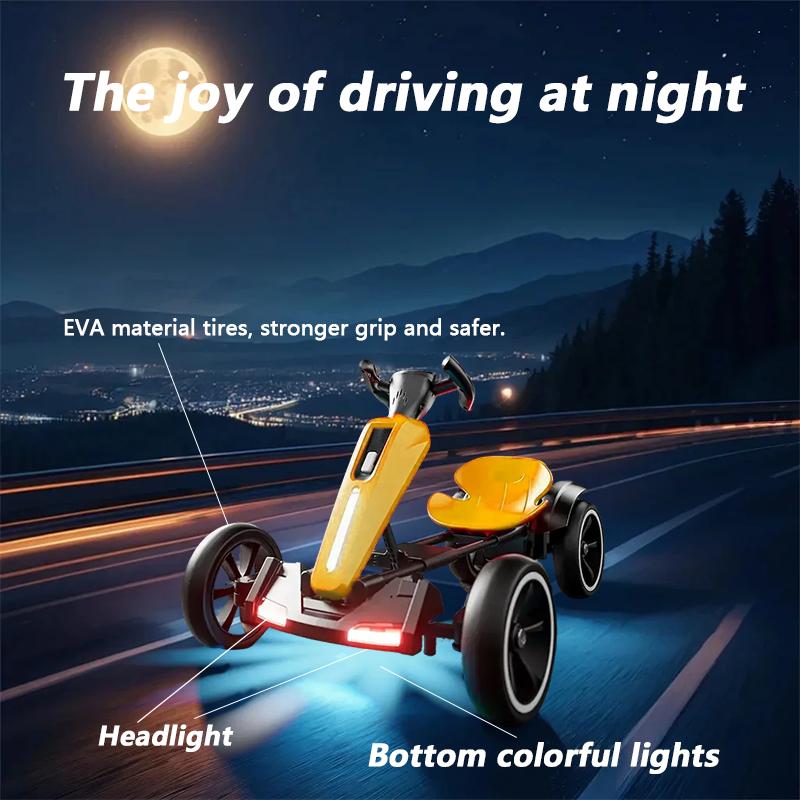 12V Electric Go Kart Kids Foldable Go Kart with Adjustable Seat Dual Motor Ride on Toy