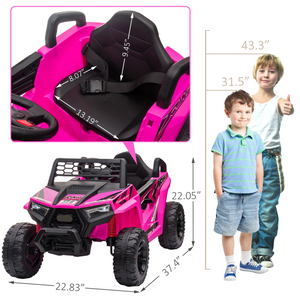 12V Kids Ride On UTV Electric Car with Front LED Lights and Horn Single Seat with a Safety Belt