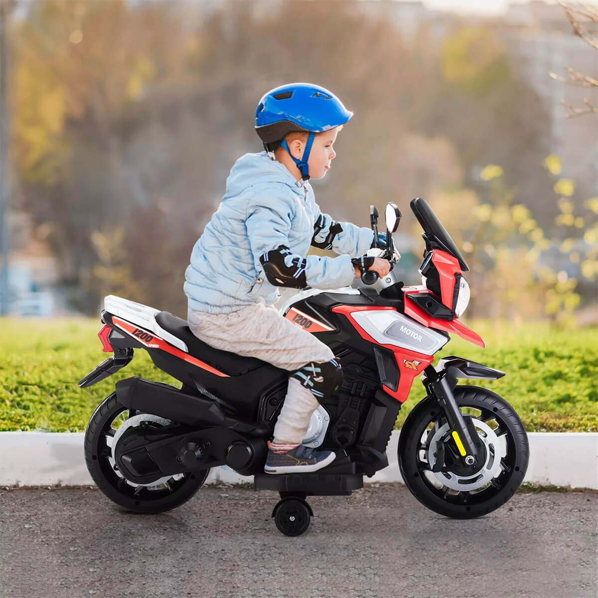 12V Off-road Motorcycle Electric Motor Toy Bike with Training Wheels for Kids