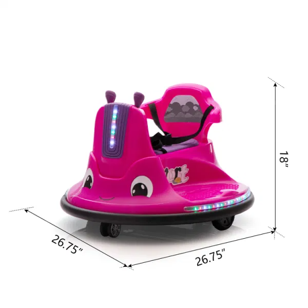 12V Kids Electric Bumper Car Remote Control Snail-Shaped Car Ride On Car with LED Lights Music