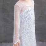 Snow Queen Princess Costume Girls Sequins Dress With Shining Long Cape Cosplay Clothes