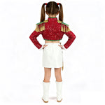 Xmas Pop Star Dress Festive Sequin Costume Tassel Crop Top Skirt Party Set