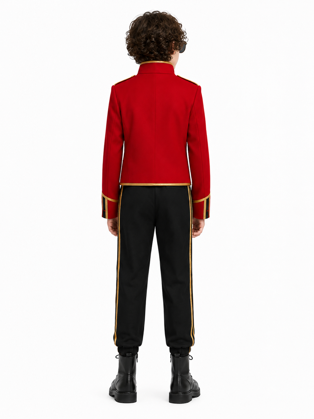 Kids Pop King Costume Red Jacket Pants and Glasses for Cosplay Events Halloween Party