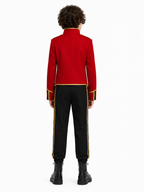 Kids Pop King Costume Red Jacket Pants and Glasses for Cosplay Events Halloween Party