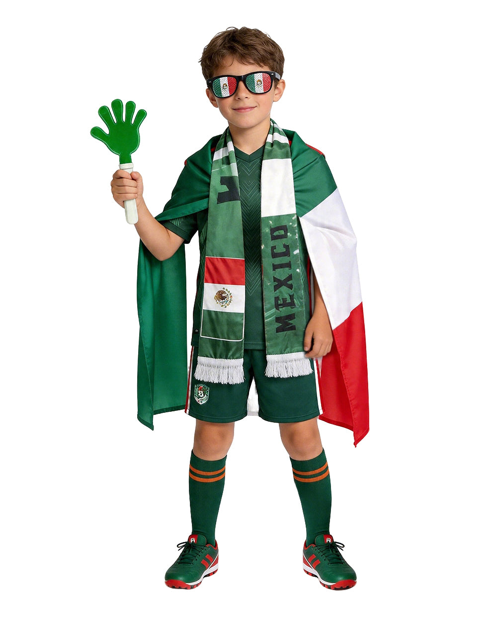 Mexico Soccer Jersey Shirts Shorts Socks and Sling Bag Soccer Fan Cheering Kit for Game Day Party Supplies