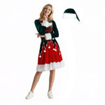 Mommy and Me Christmas Costume Kids and Mom Christmas Dress Hat and Socks Matching Set for Christmas Party