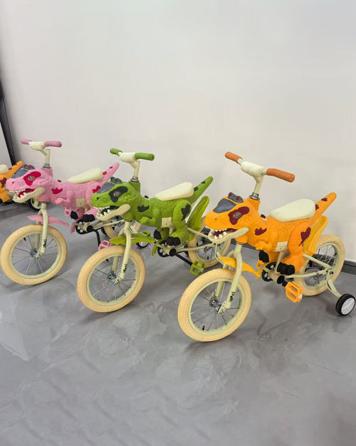 14" Kids Dinosuar Bike with Training Wheels Comfort Seat Bike High Carbon Steel Frame For Girls Boys