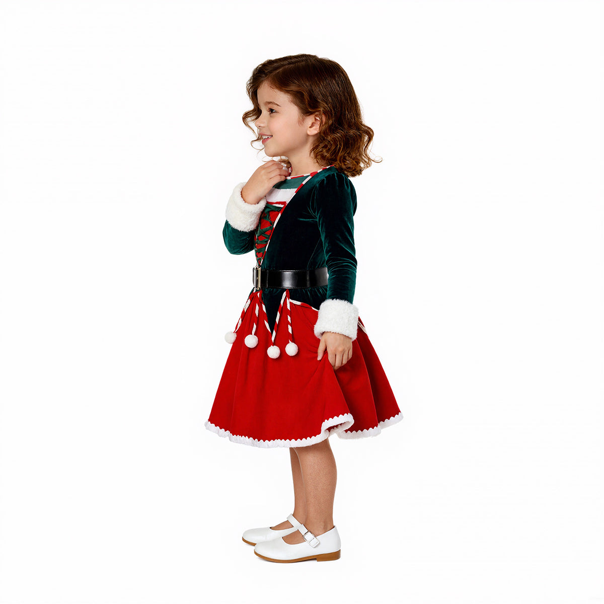 Mommy and Me Christmas Costume Kids and Mom Christmas Dress Hat and Socks Matching Set for Christmas Party