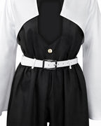 Adult Wind Hashira Style Costume Open Front Black Uniform with White Belt Suit for Comic-con