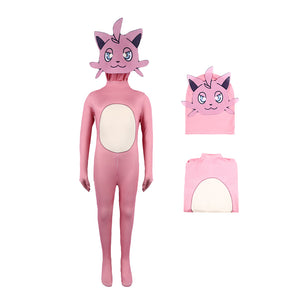 Kids Palworld Costume Cativa Cosplay Outfit Pink Jumpsuit and Helmet 2pcs Suit