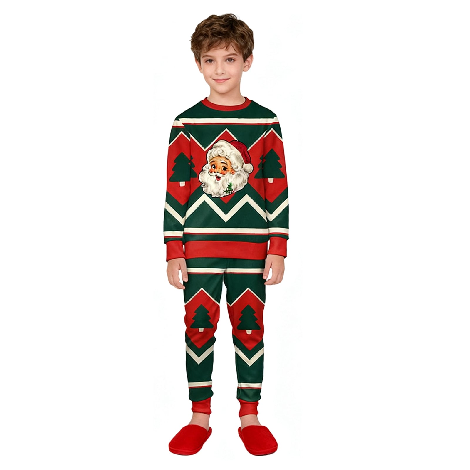 Kids Christmas Sweatshirt Boys Girls Long Sleeve Xmas Pullover Shirt and Pants Set for 4-8 years