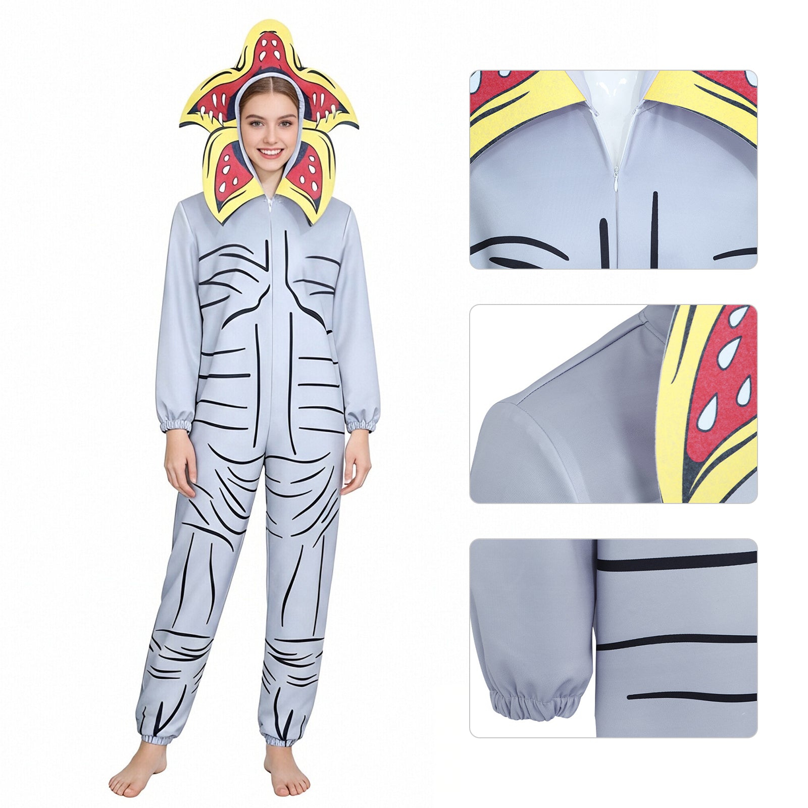 Demogorgon Jumpsuit Unisex Hooded Pajamas Monster Sleepwear Cosplay Costume
